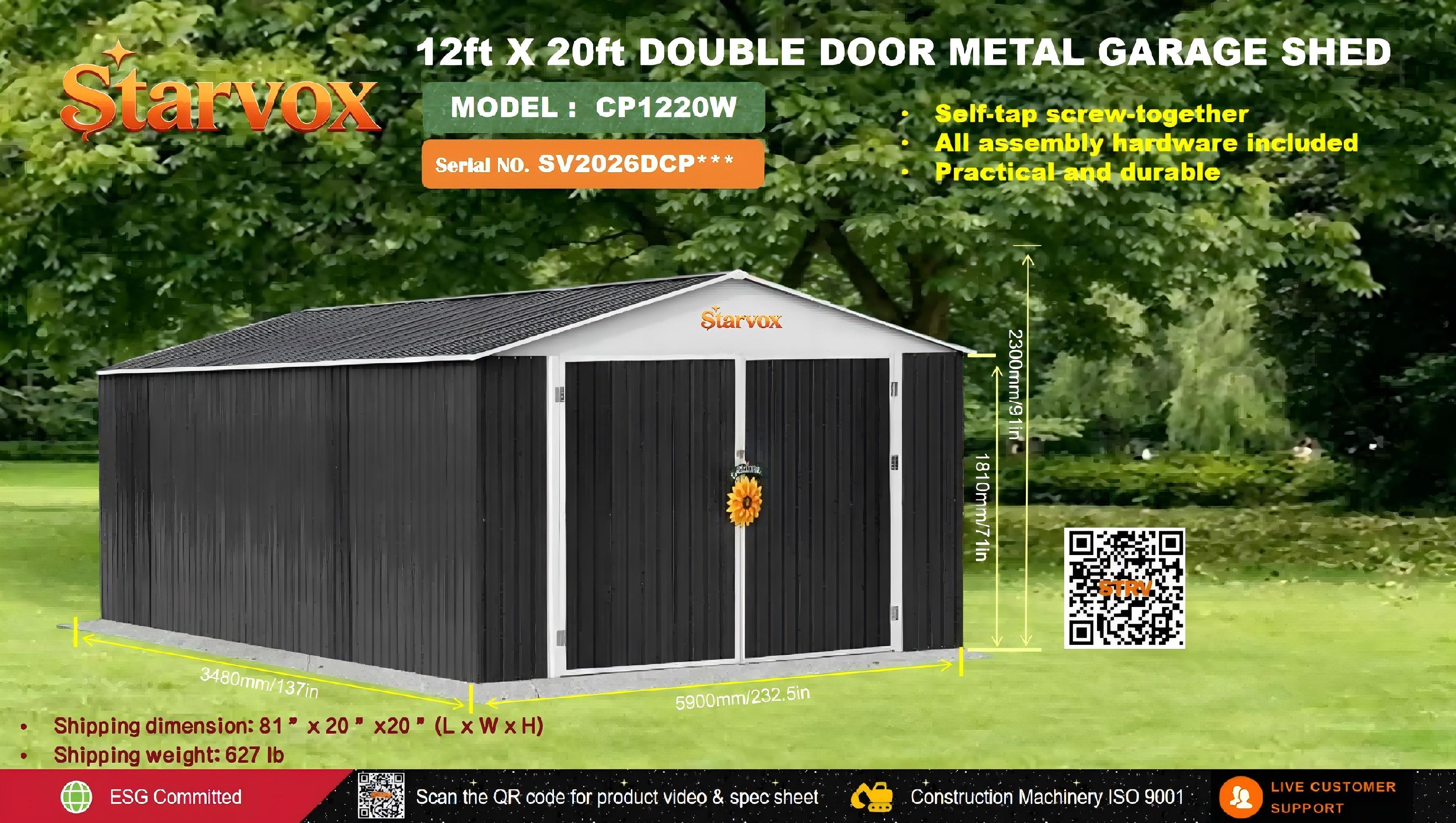STARVOX CP1220 Metal Shed Building